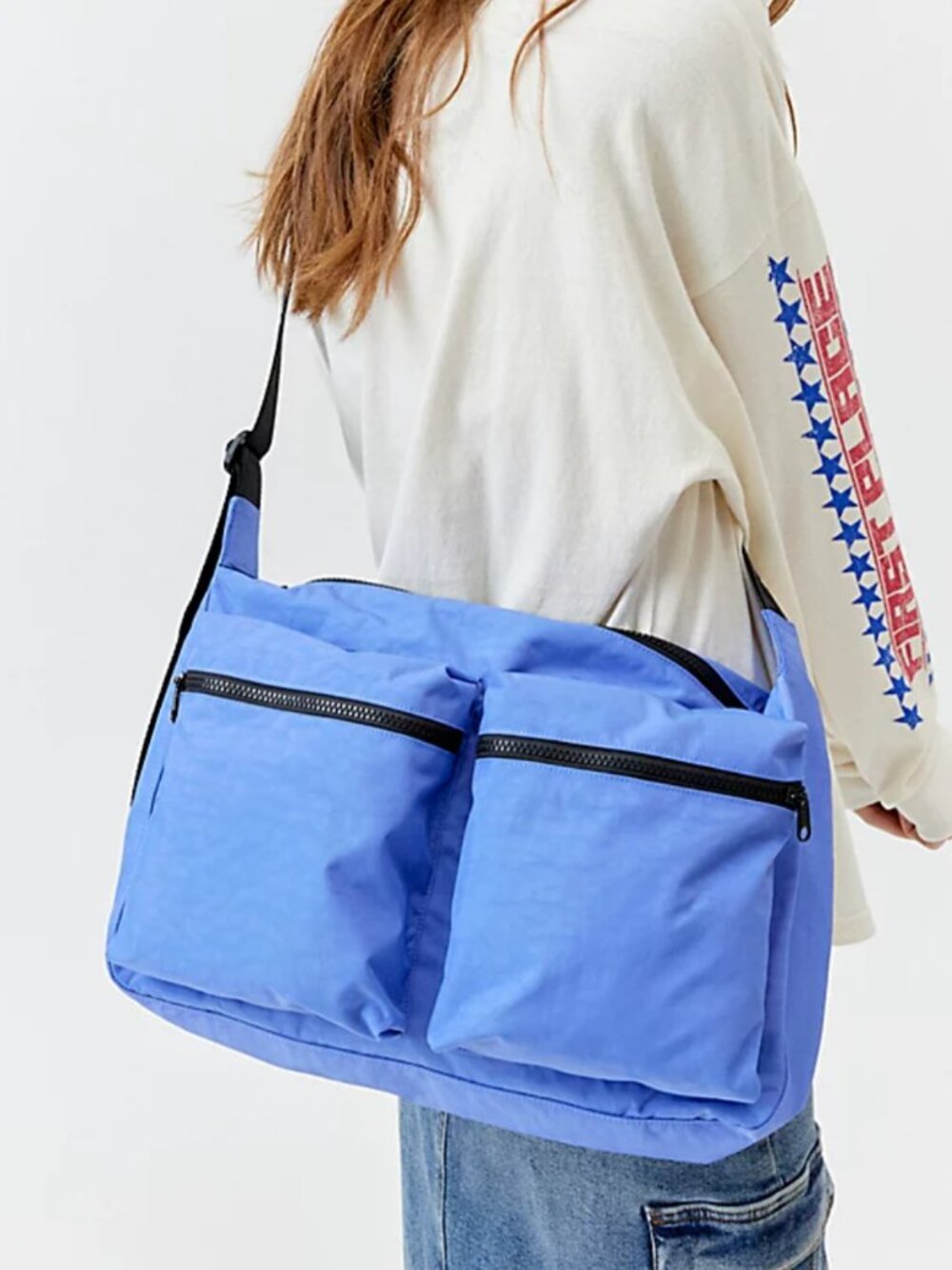 NWT Baggu Large Cargo Crossbody in Pansy Blue